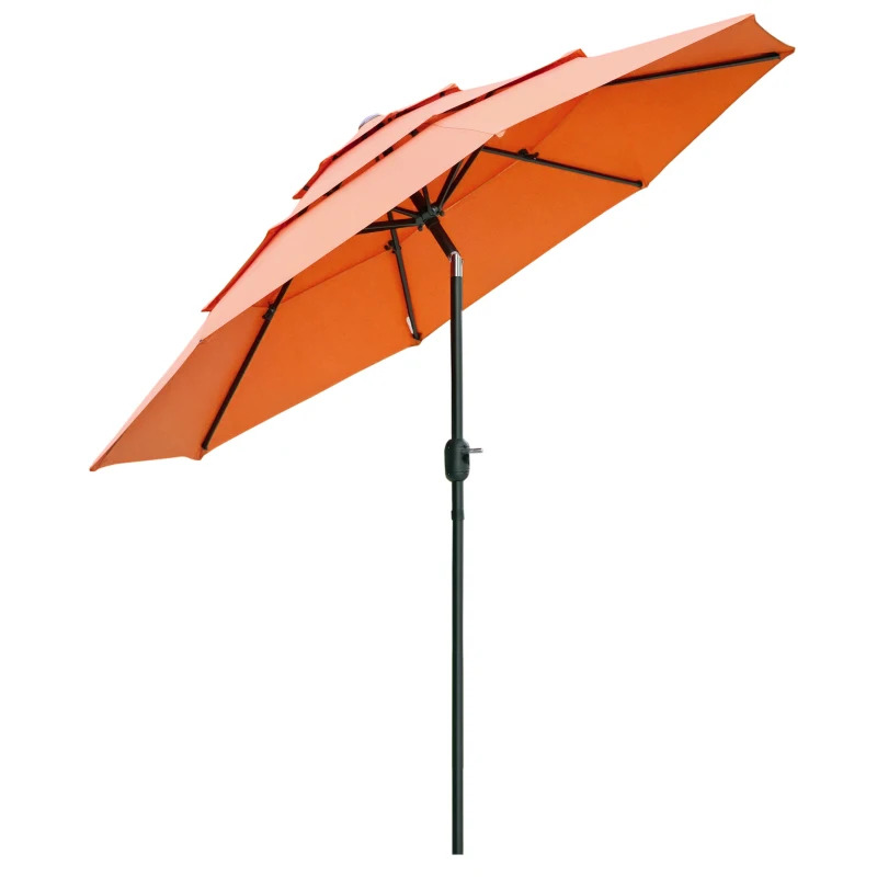 Outsunny 9 Foot 3-Tier Market Umbrella with Crank