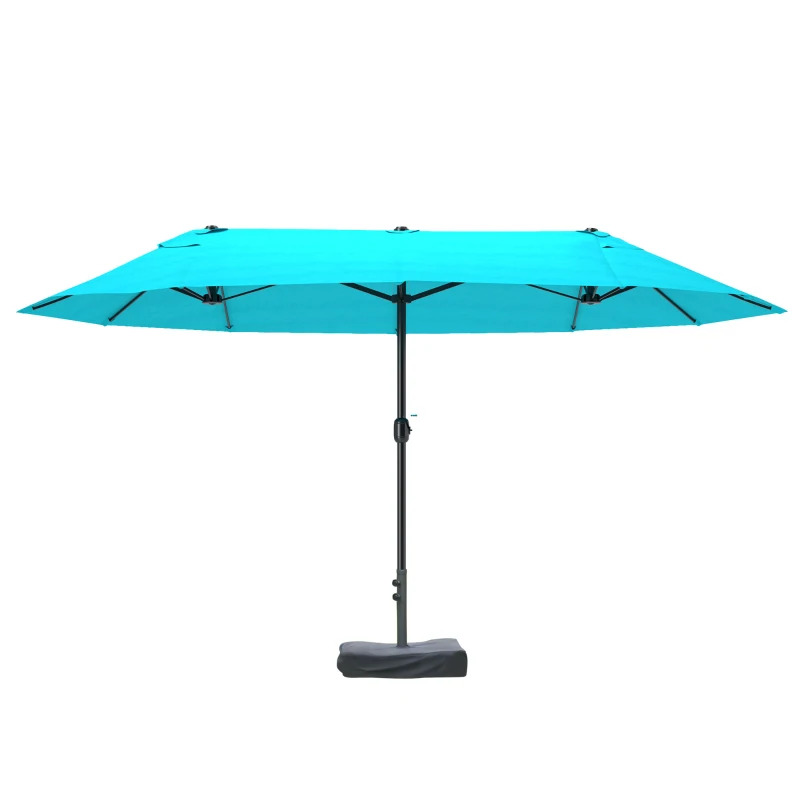 Outsunny 15 Foot Rectangular Double Sided Patio Umbrella with Base