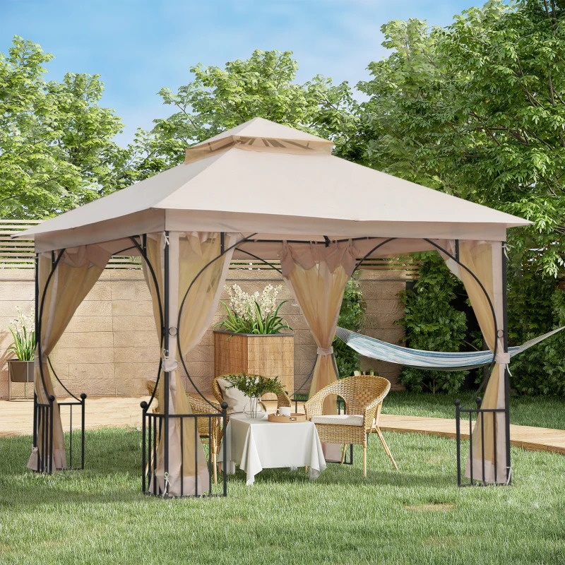 Outsunny 10 x 10 Foot Double Roof Outdoor Pavilion