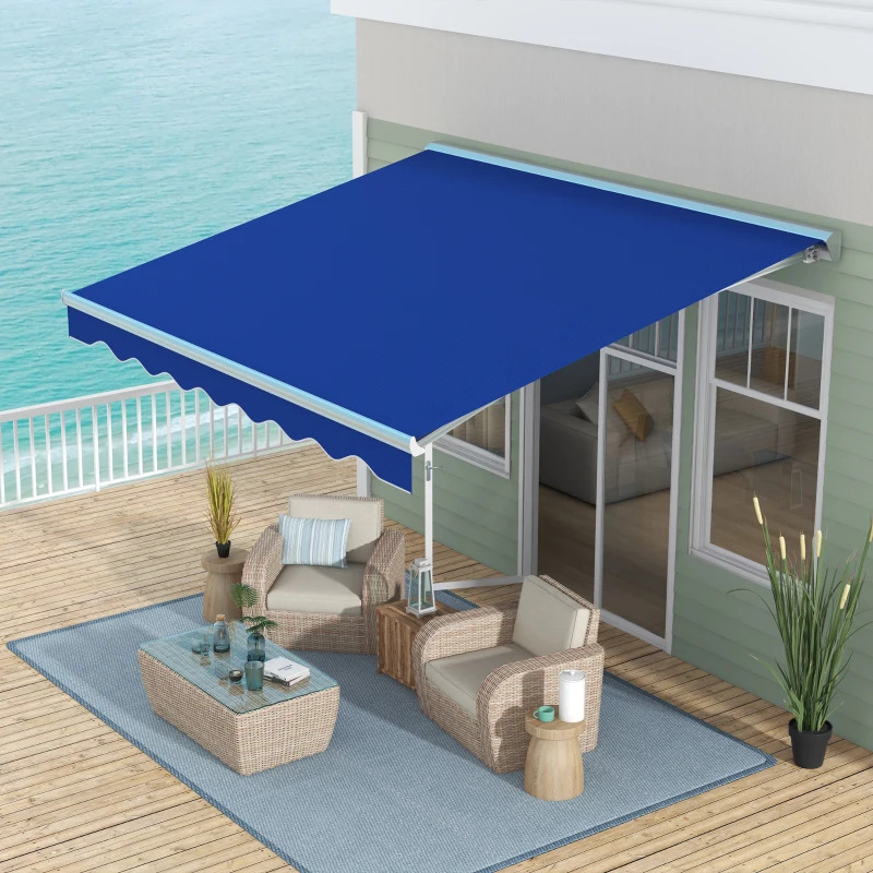 Outsunny 13 x 10 Foot Remote Control Retractable Awning with LED Lights