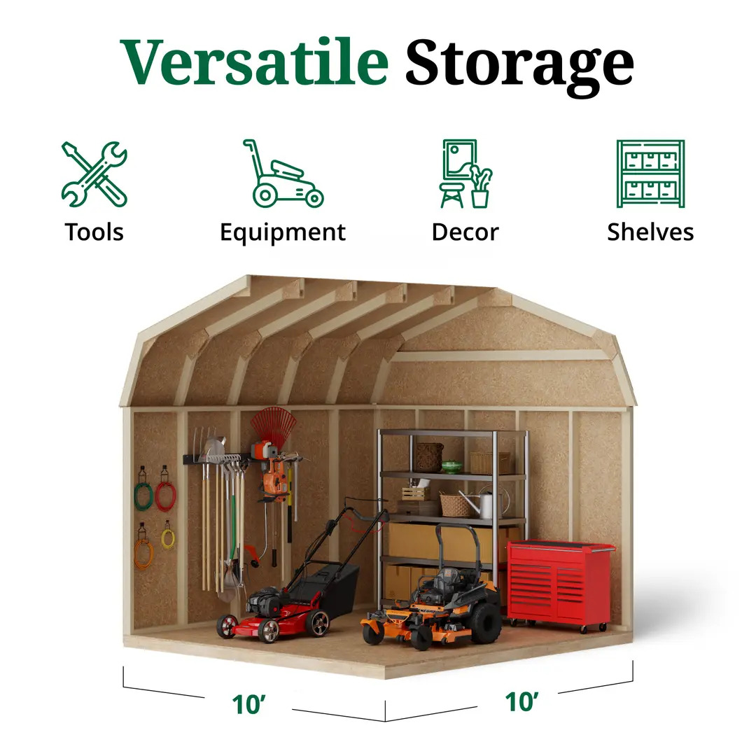 Little Cottage Co. 10 x 10 Foot Value Gambrel Barn with 6 Foot Sidewalls - Precut Kit