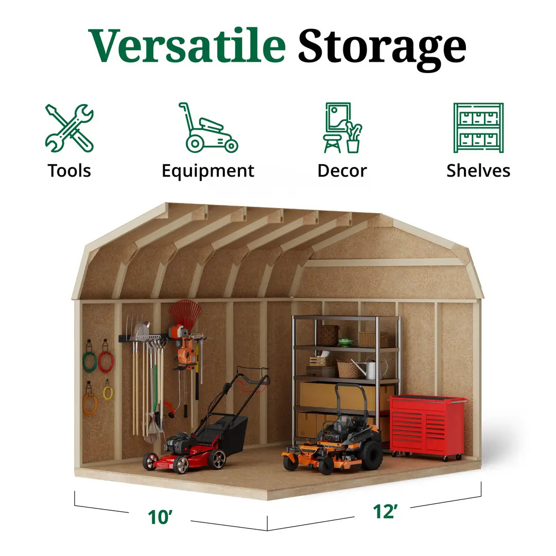 Little Cottage Co. 10 x 12 Foot Value Gambrel Barn with 6 Foot Sidewalls - Precut Kit