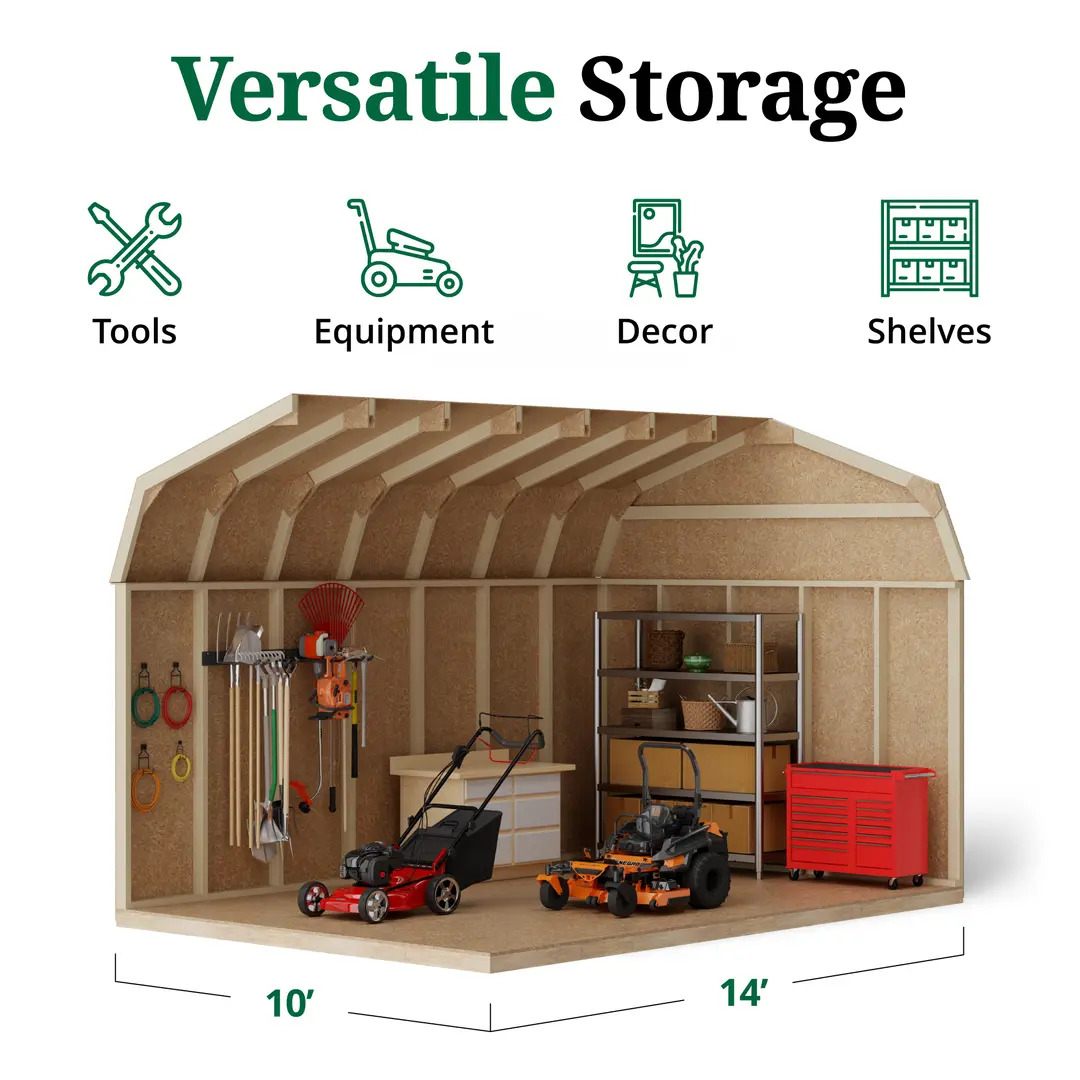 Little Cottage Co. 10 x 14 Foot Value Gambrel Barn with 6 Foot Sidewalls and Floor - Precut Kit