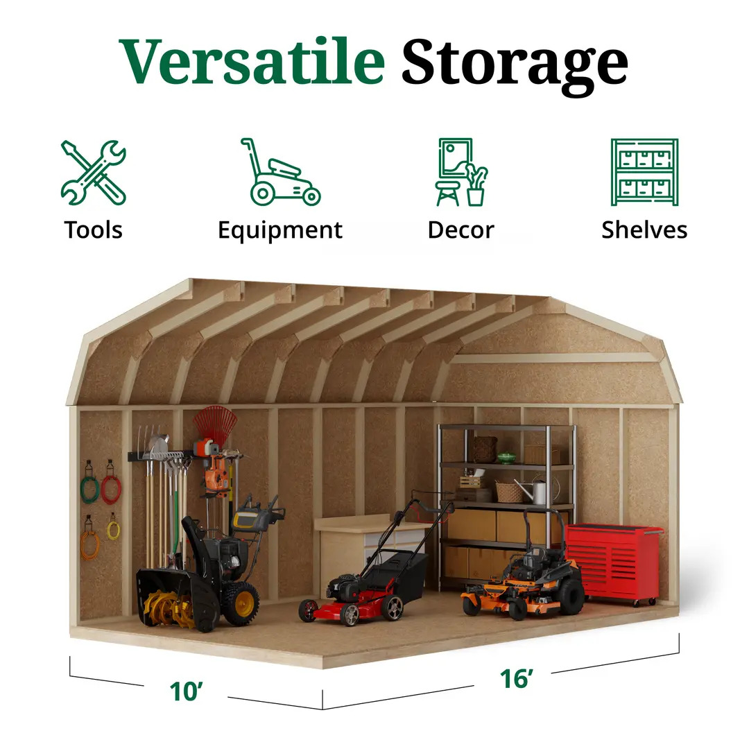 Little Cottage Co. 10 x 16 Foot Value Gambrel Barn with 6 Foot Sidewalls - Precut Kit
