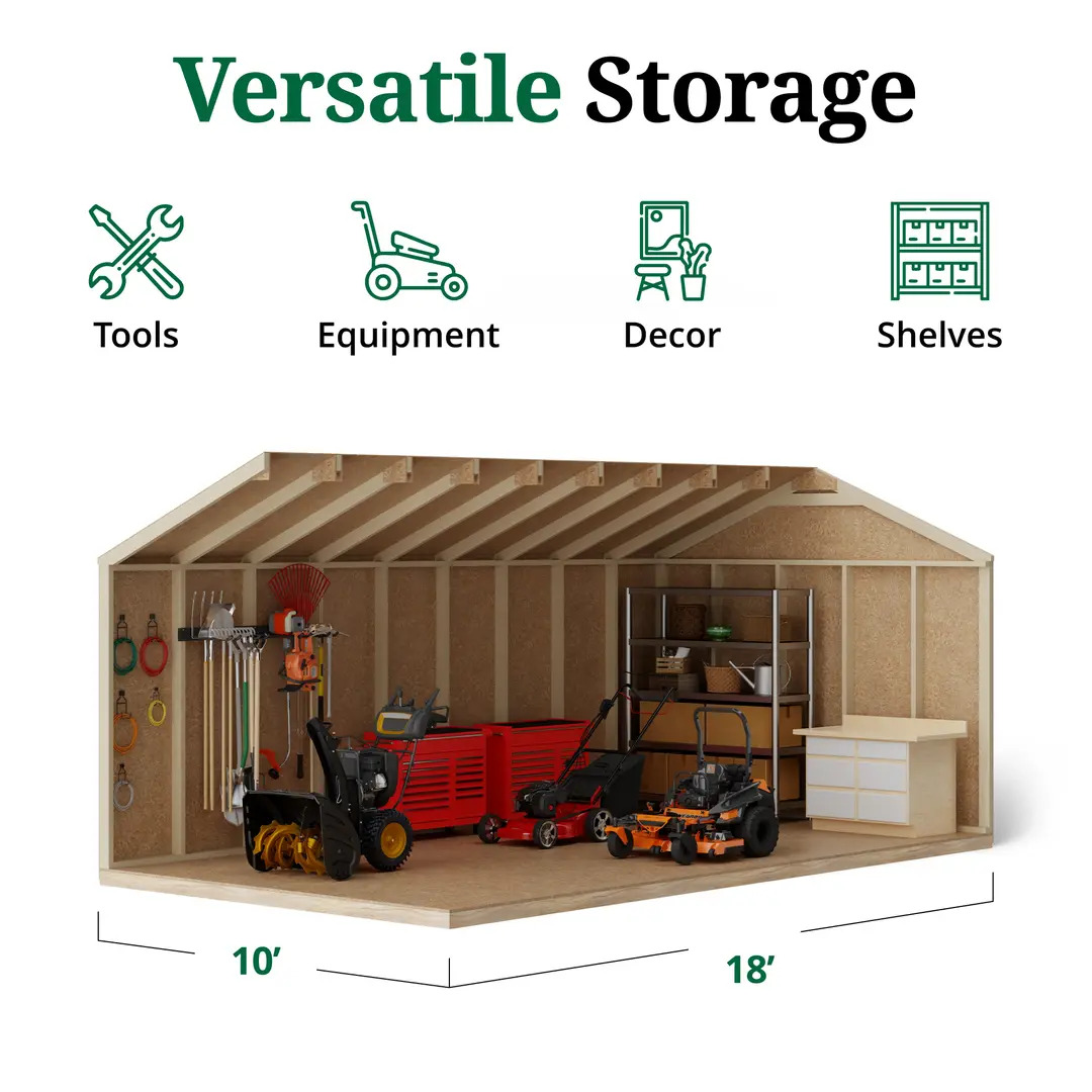 Little Cottage Co. 10 x 18 Foot Value Workshop Shed with Floor - Precut Kit