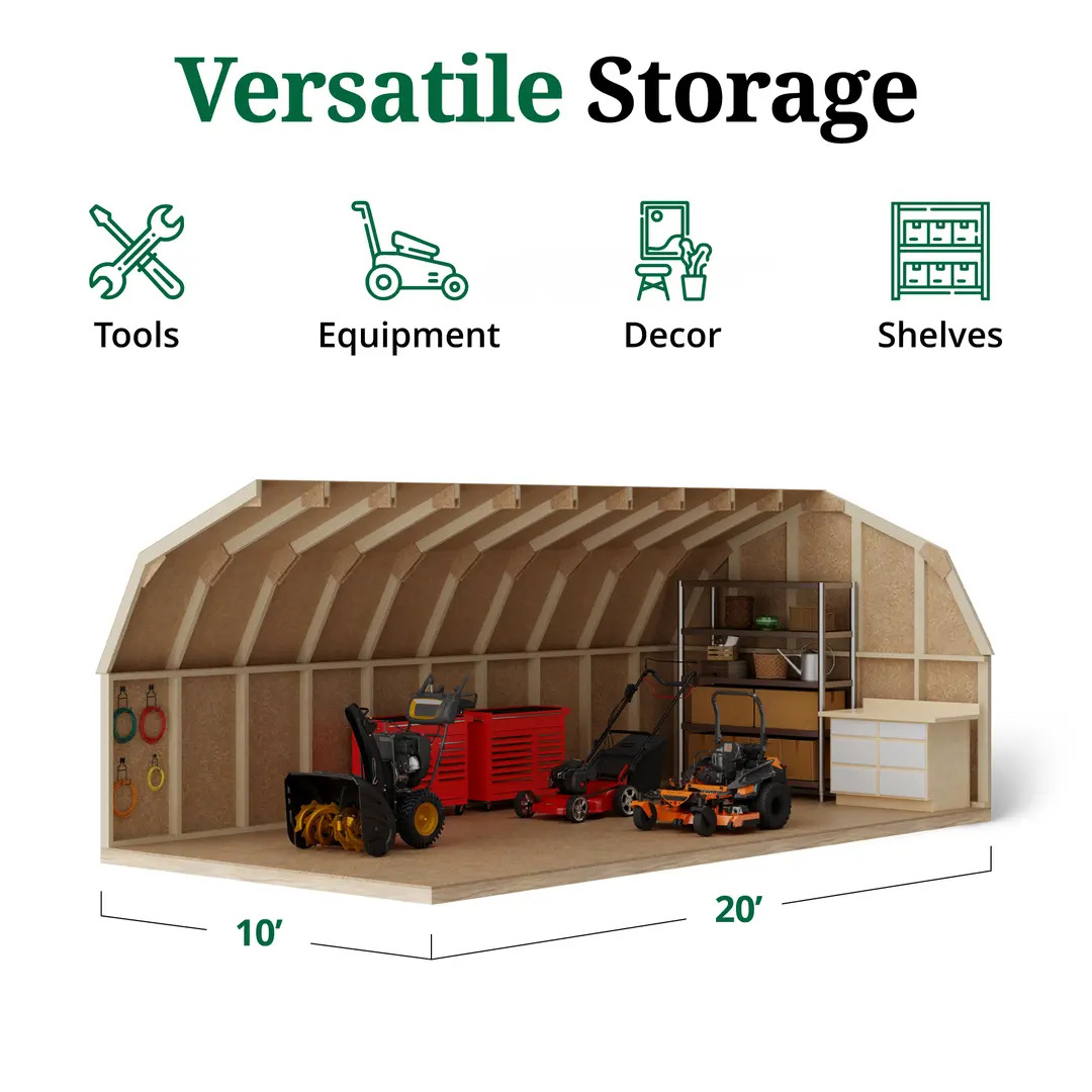 Little Cottage Co. 10 x 20 Foot Value Gambrel Barn with 4 Foot Sidewalls and Floor - Precut Kit