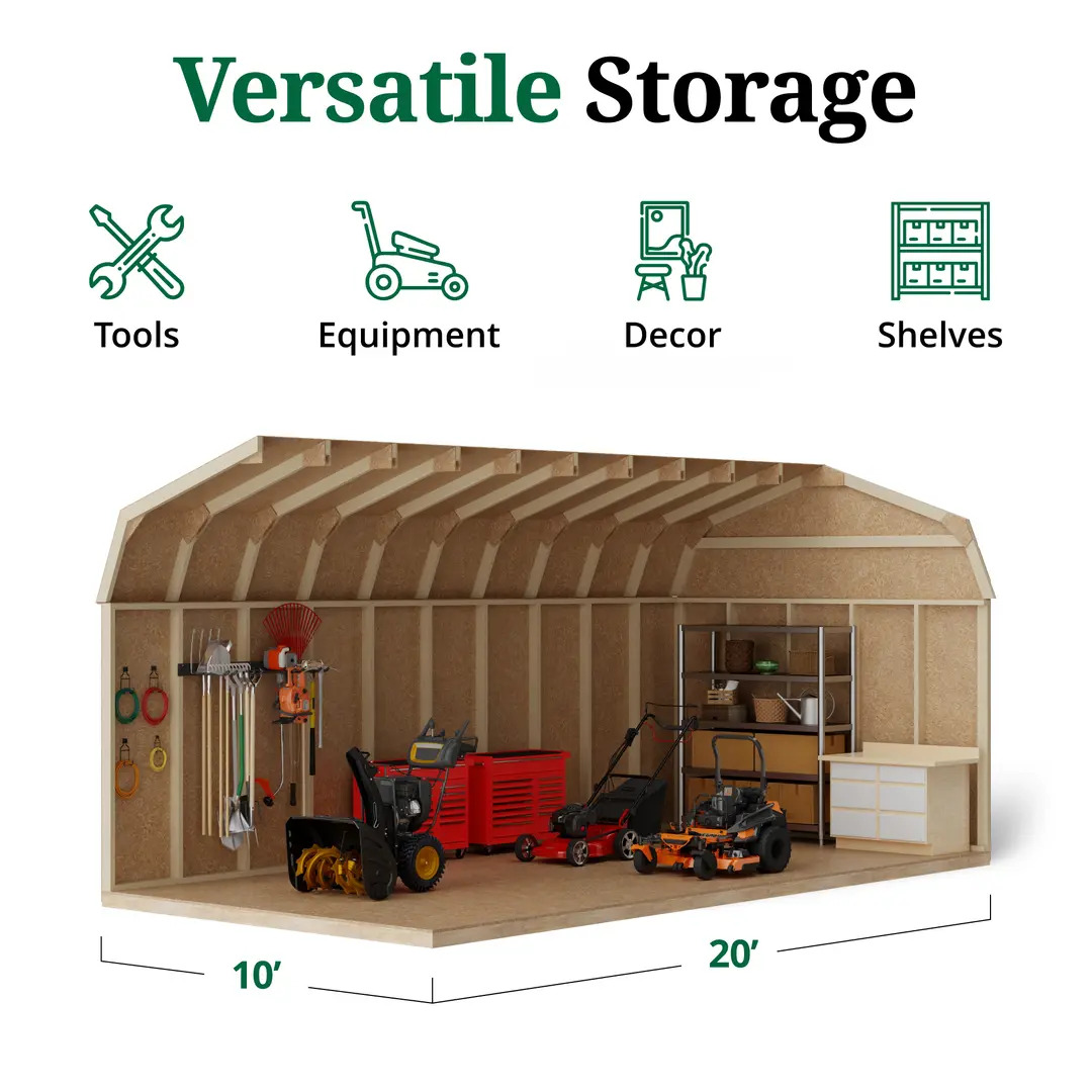 Little Cottage Co. 10 x 20 Foot Value Gambrel Barn with 6 Foot Sidewalls - Precut Kit