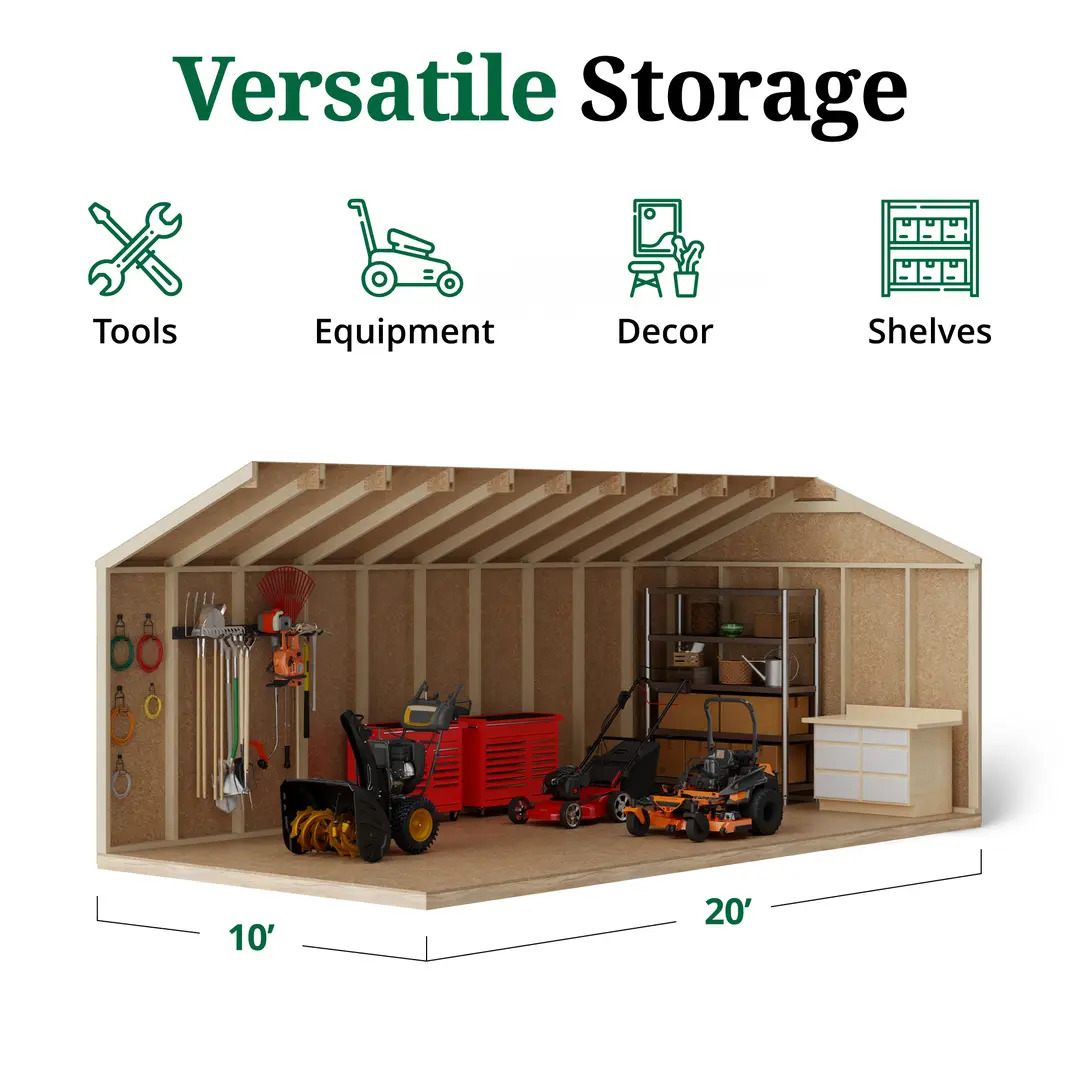Little Cottage Co. 10 x 20 Foot Value Workshop Shed with Floor - Precut Kit