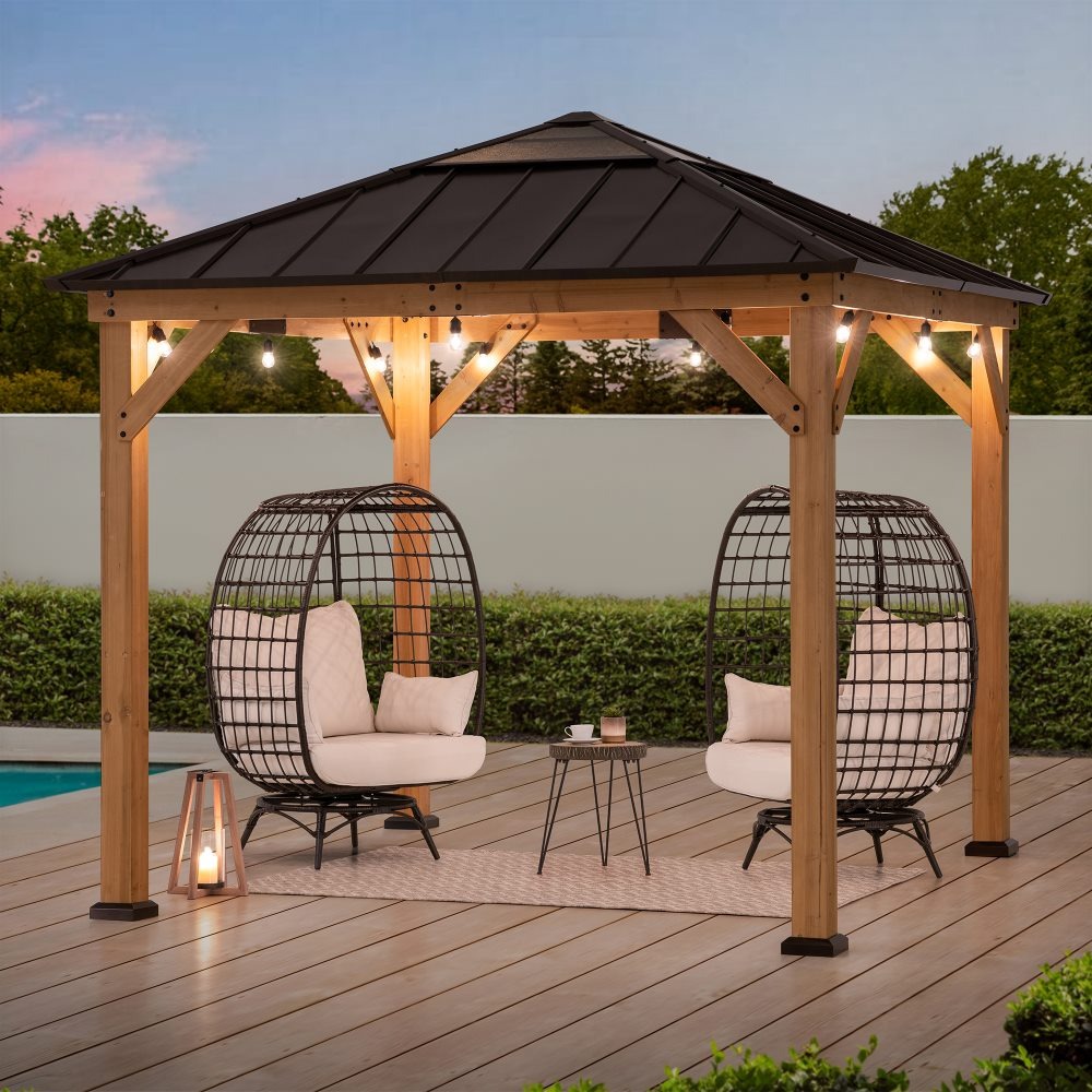 Sunjoy 9 x 9 Foot Hardtop Cedar Gazebo