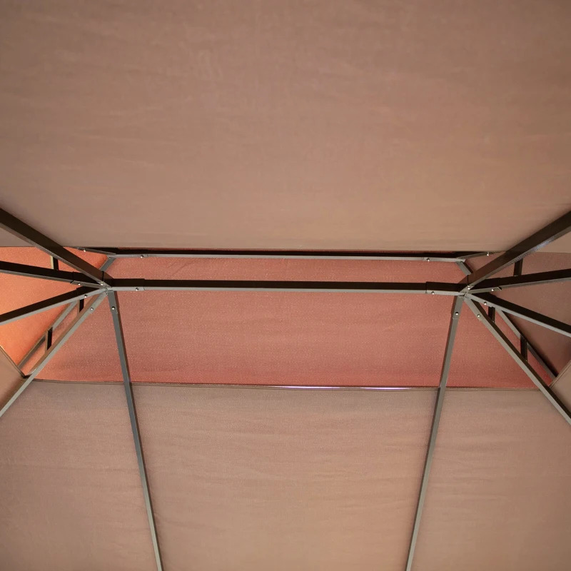 Outsunny 10 x 13 Foot Aluminum Double-Roof Gazebo with Coffee Curtain Walls and Netting