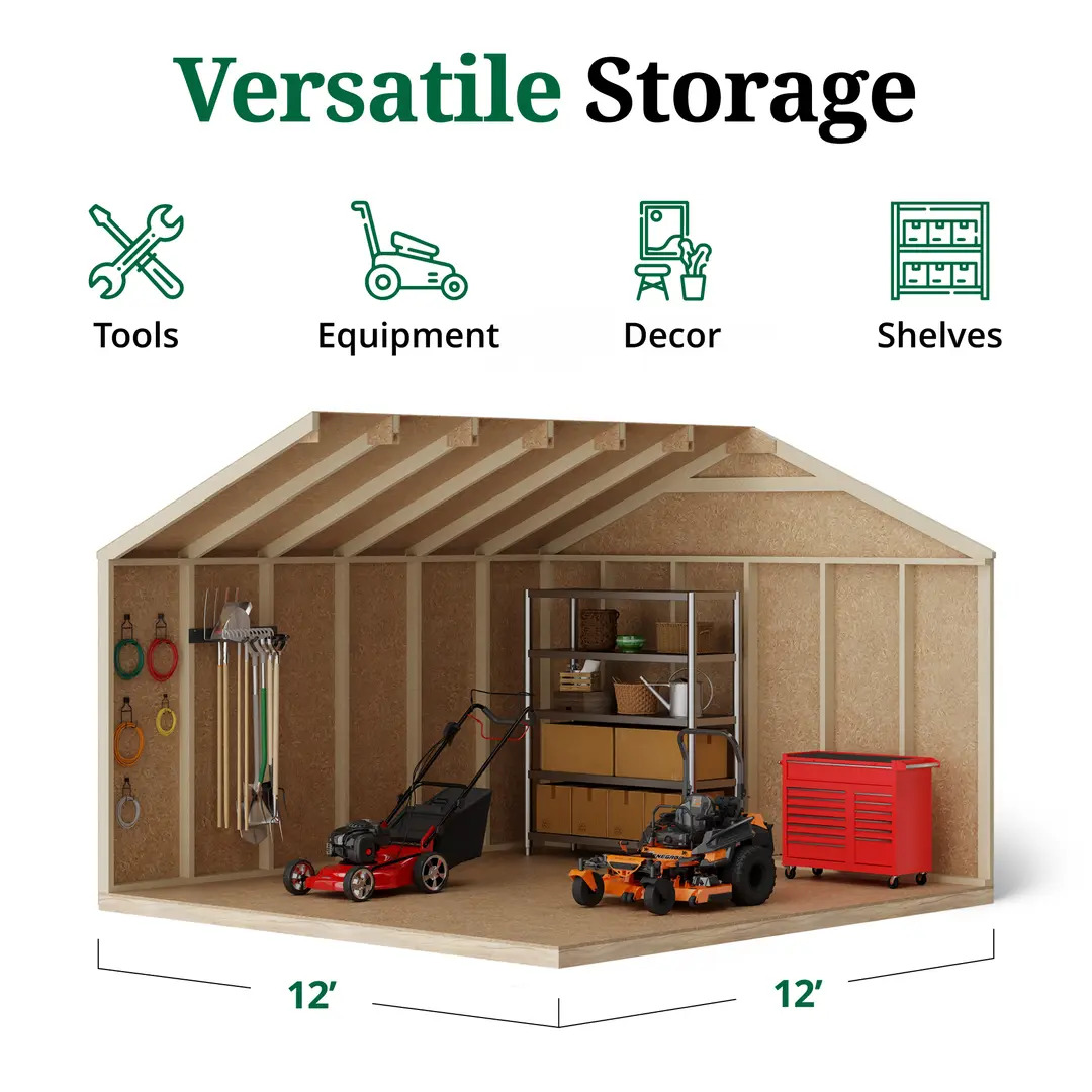 Little Cottage Co. 12 x 12 Foot Value Workshop Shed with Floor - Precut Kit