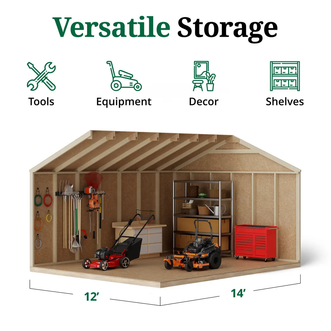 Little Cottage Co. 12 x 14 Foot Value Gable Shed with Floor - Precut Kit