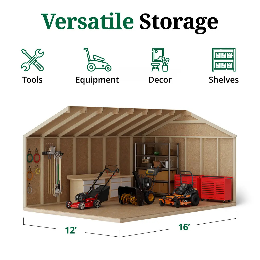 Little Cottage Co. 12 x 16 Foot Value Workshop Shed with Floor - Precut Kit