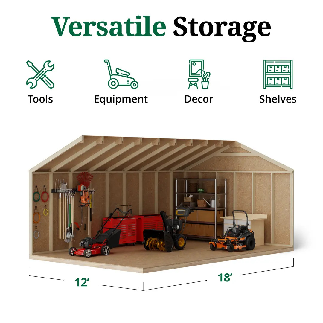 Little Cottage Co. 12 x 18 Foot Value Gable Shed with Floor - Precut Kit