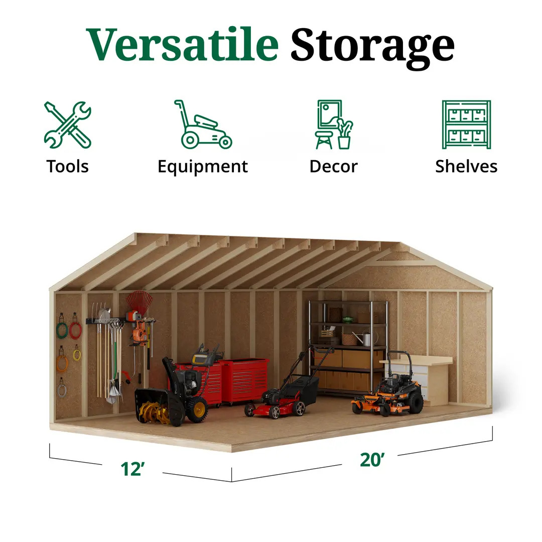 Little Cottage Co. 12 x 20 Foot Value Gable Shed with Floor - Precut Kit