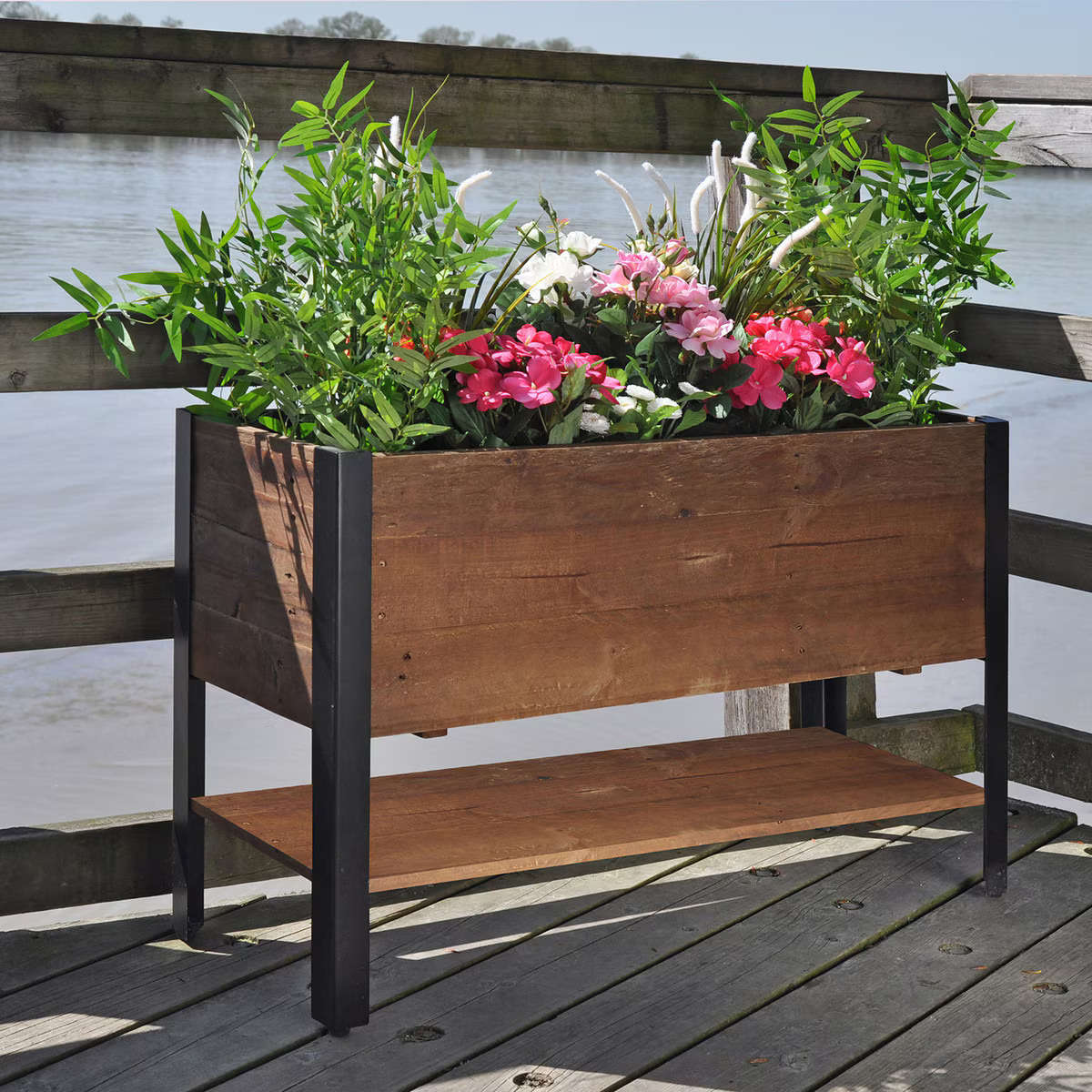 JR Home Urban Garden Raised Planter with Shelf