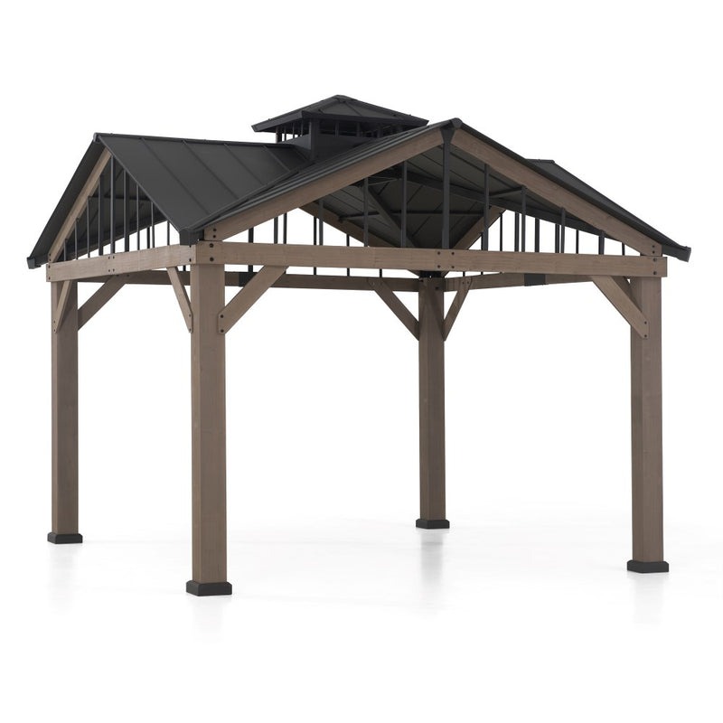 Sunjoy 12 x 12 Foot Roanforth Heavy-Duty Cedar Gazebo