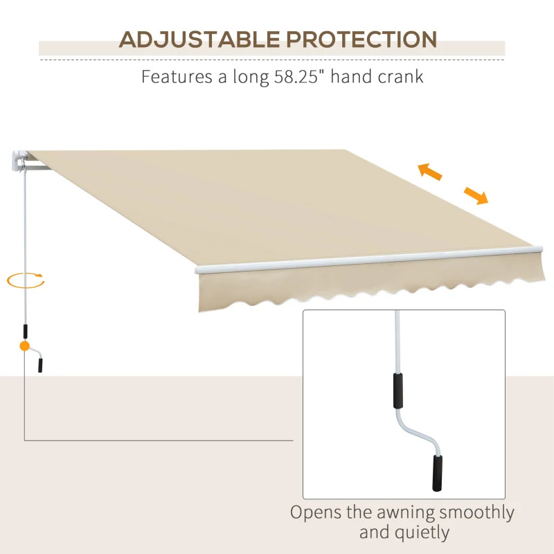 Outsunny 12 x 8 Foot Manual Retractable Sun Shade Patio Awning