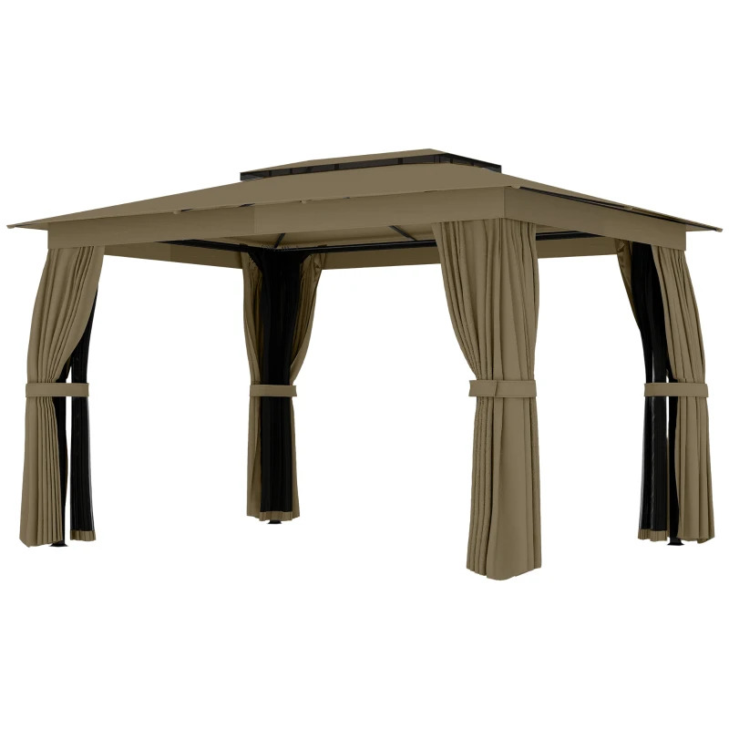 Outsunny 10 x 12 Foot Soft Top Outdoor Patio Gazebo with Curtains