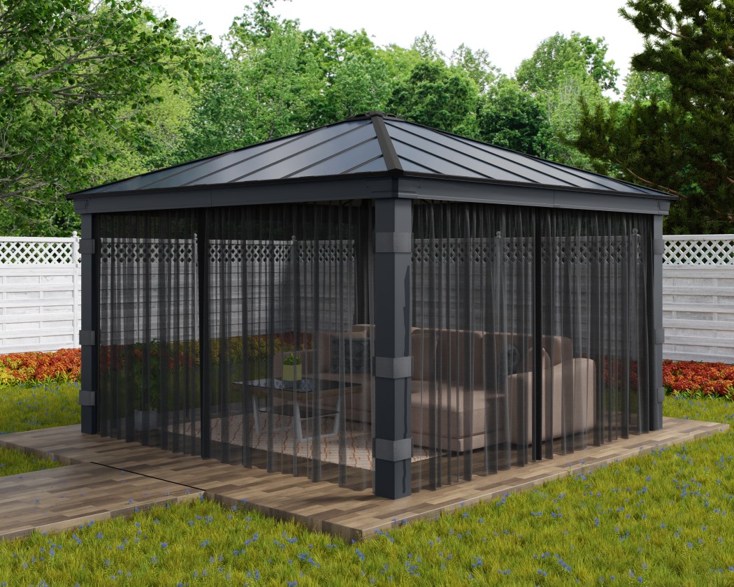 Palram - Canopia 14 x 14 Foot Grey Netting Set for Dallas Gazebos