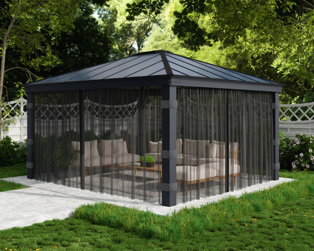 Palram - Canopia 14 x 16 Foot Grey Netting Set for Dallas Gazebos