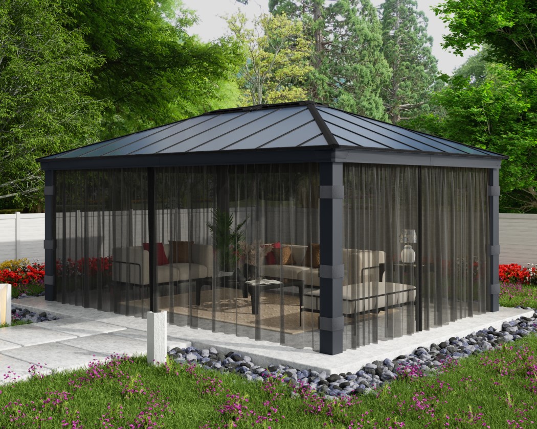 Palram - Canopia 14 x 20 Foot Grey Netting Set for Dallas Gazebos