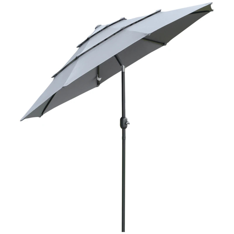 Outsunny 9 Foot 3-Tier Market Umbrella with Crank