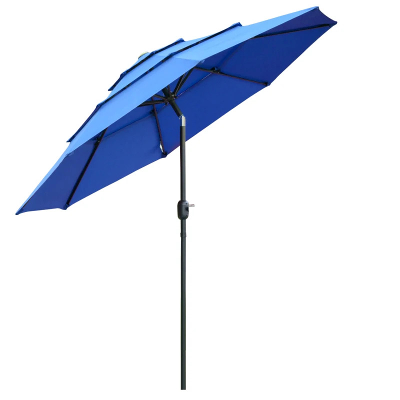 Outsunny 9 Foot 3-Tier Market Umbrella with Crank