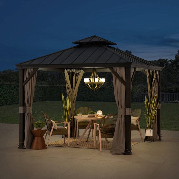 Sunjoy 10 Foot Square Merston Two-Tier Aluminum Gazebo