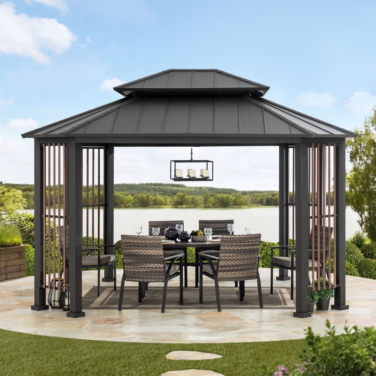 Sunjoy 11 x 13 Foot Octagonal Rockwood Steel Gazebo