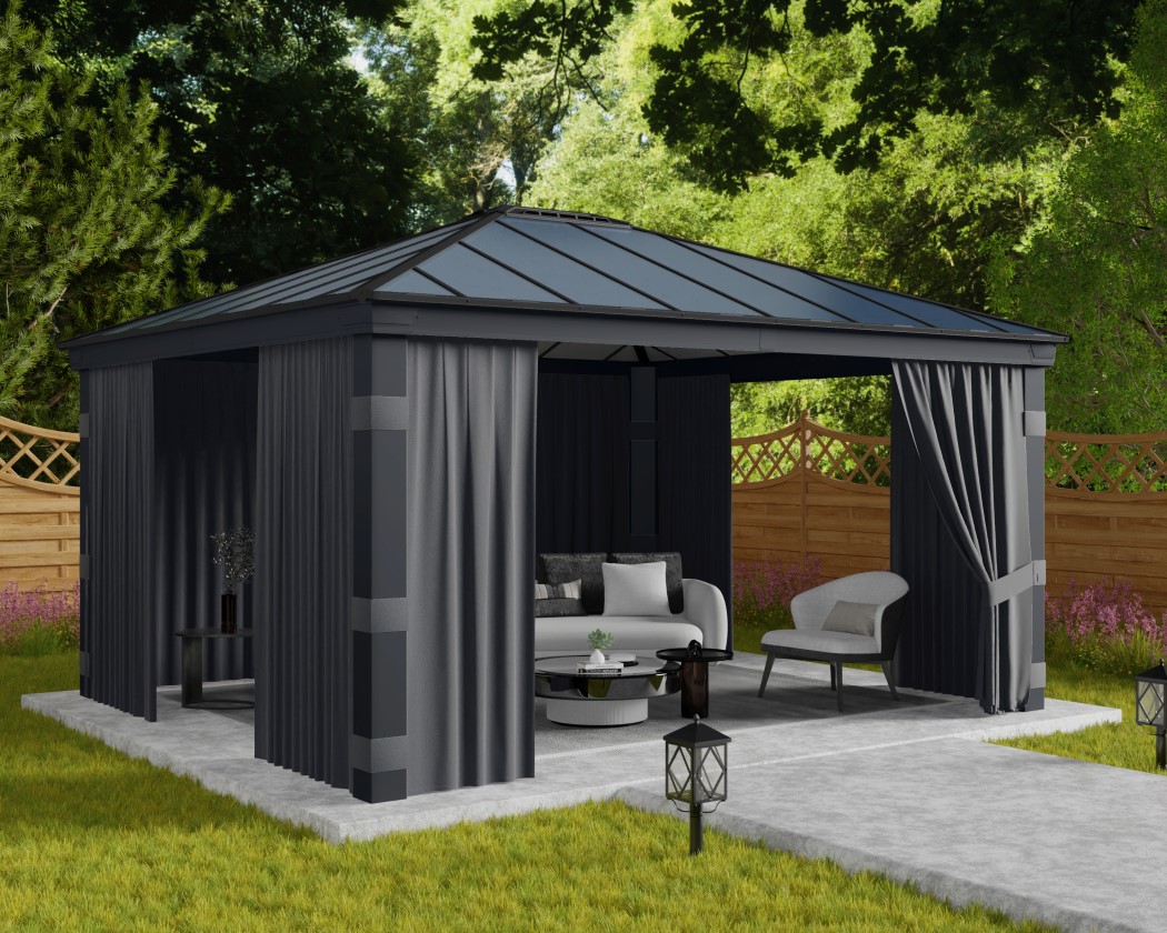 Palram - Canopia 14 x 16 Foot Grey Curtain Set for Dallas Gazebos