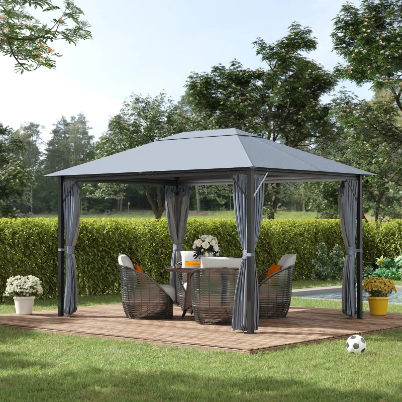 Outsunny 10 x 13 Foot Grey Aluminum Patio Gazebo