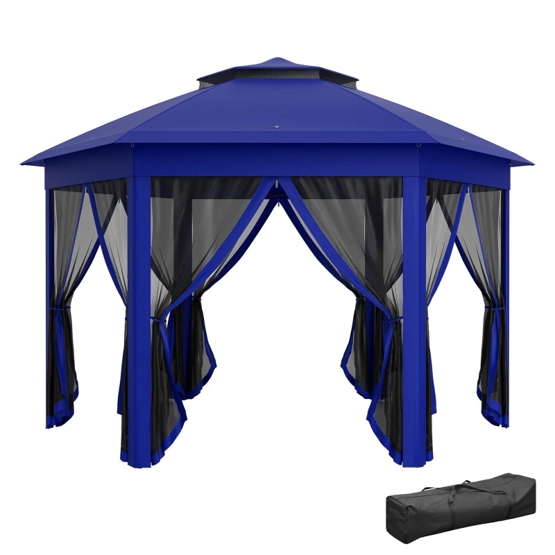 Outsunny 13 x 13 Foot Hexagon Pop Up Gazebo with Zippered Mesh Netting