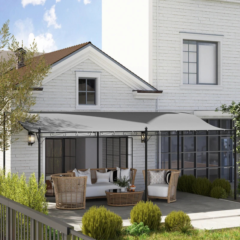 Outsunny 10 x 20 Foot Wall-Mounted Outdoor Pergola Canopy