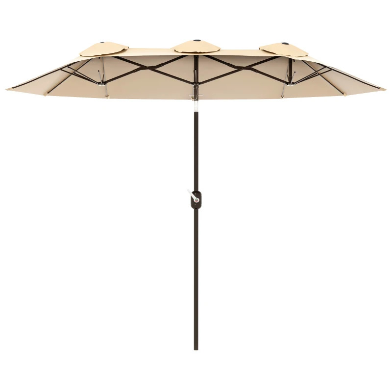 Outsunny Double Sided Patio Umbrella with Push Button Tilt and Crank