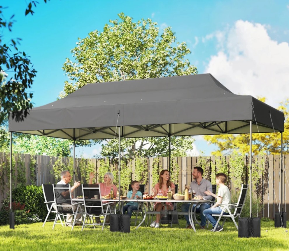 Outsunny 10 x 20 Foot Pop Up Canopy Tent with Wheeled Bag
