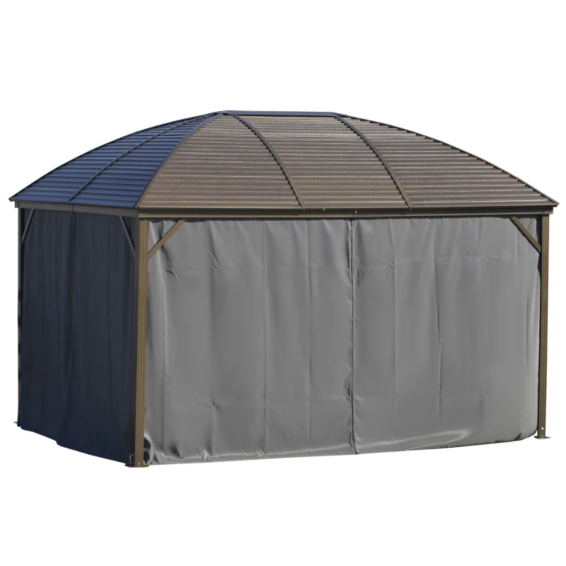 Outsunny 14 x 10 Foot Dome Hardtop Gazebo with Curtains