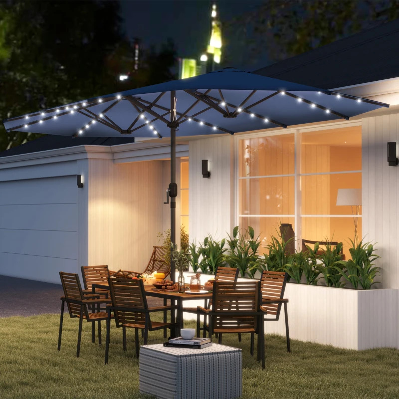 Outsunny Double Sided Solar LED Garden Parasol