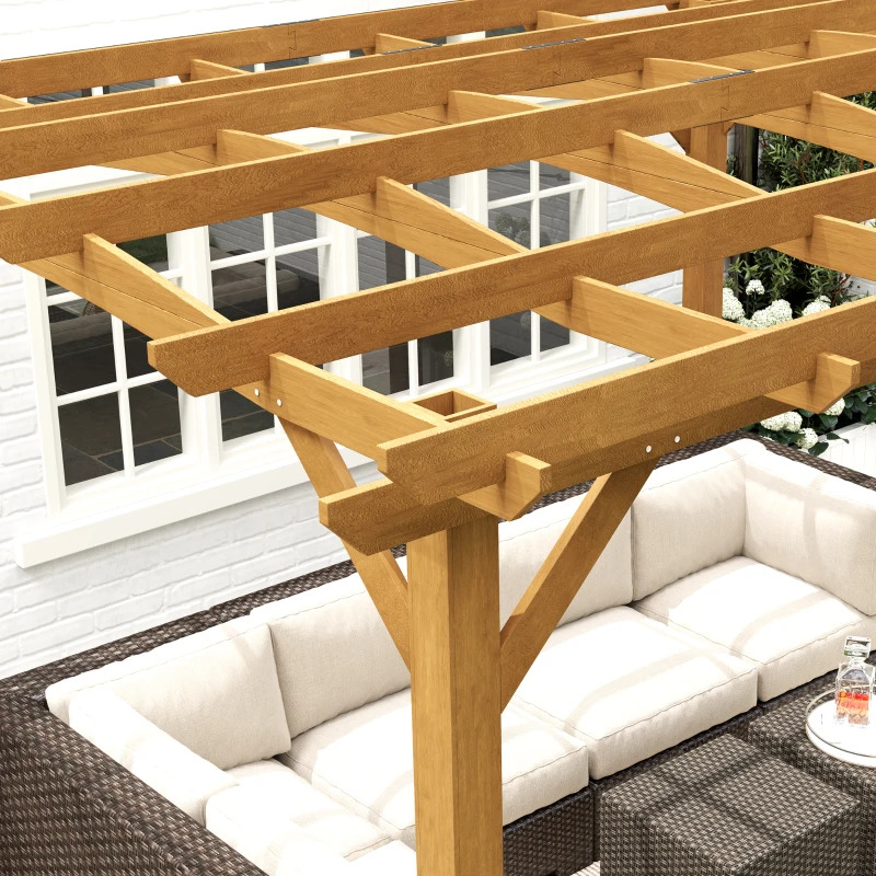 Outsunny 10 x 12 Foot Wood Pergola with Arched Roof