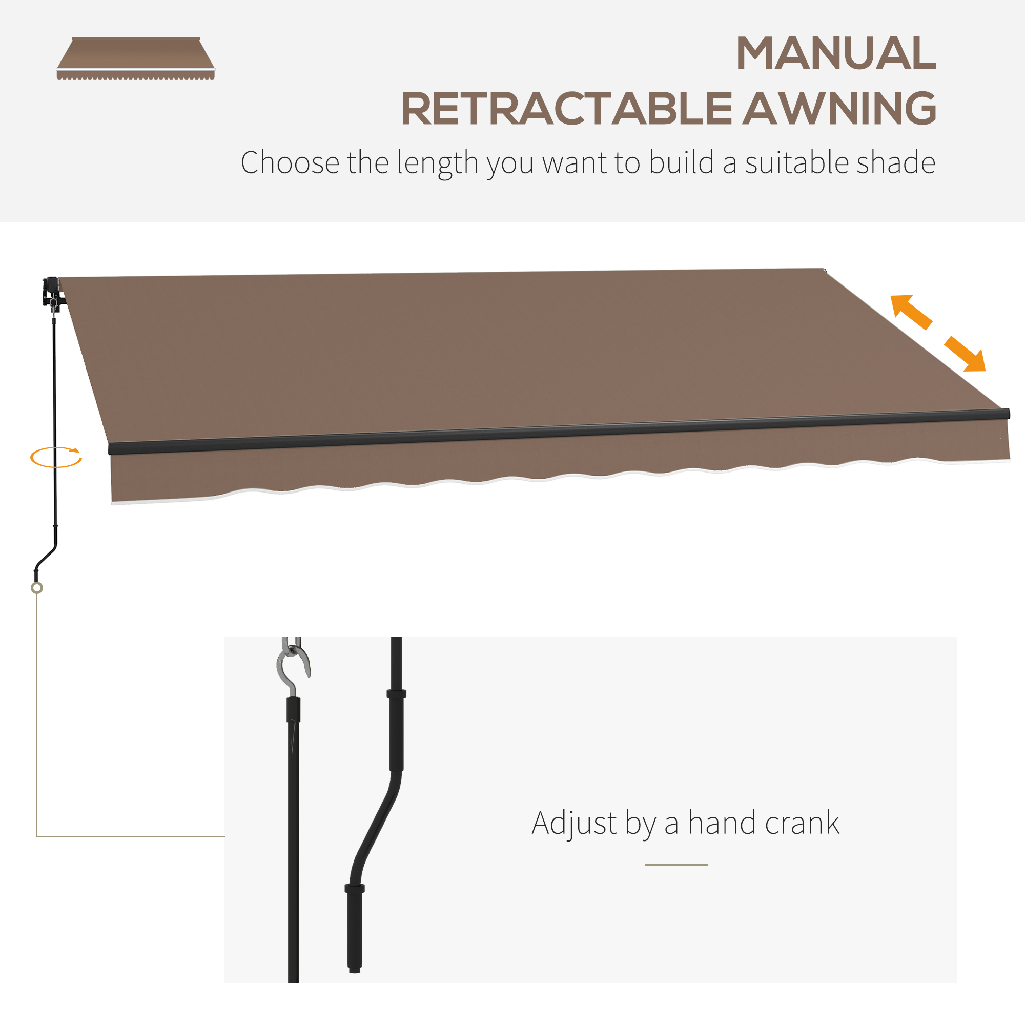 Outsunny 13 x 10 Foot Retractable Sunshade Awning