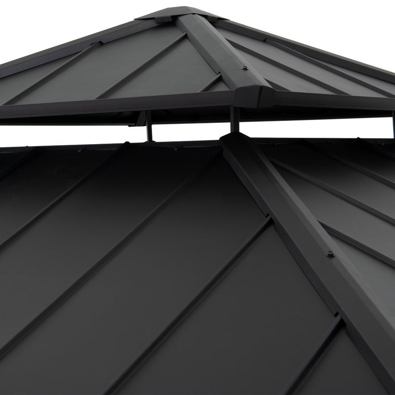 Sunjoy 11 x 11 Foot Two-Tier Hardtop Cedar Gazebo with Ceiling Hook
