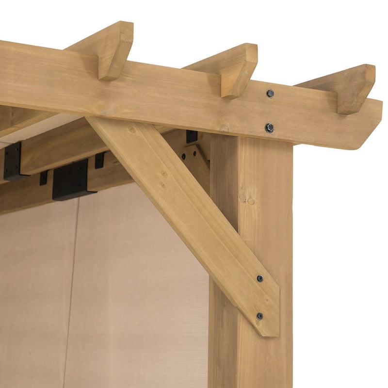 Sunjoy 10 x 11 Foot Cedar Hot Tub Pergola with Privacy Slats and Adjustable Shade