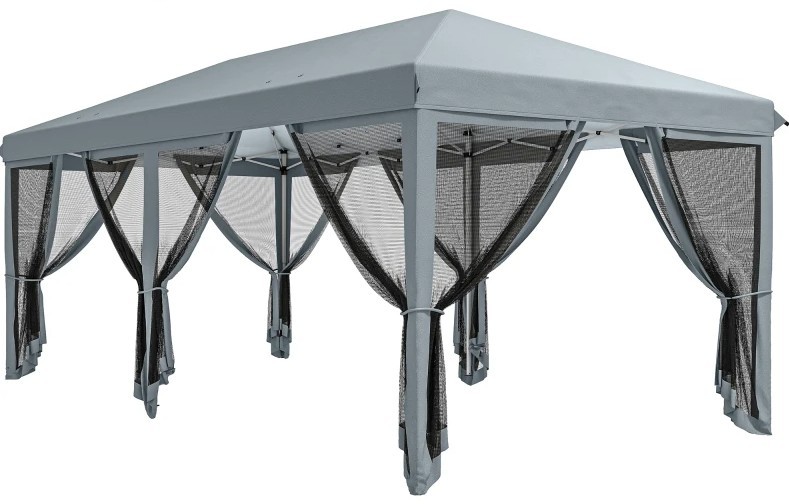 Outsunny 10 x 20 Foot Heavy-Duty Pop Up Netted Canopy Tent