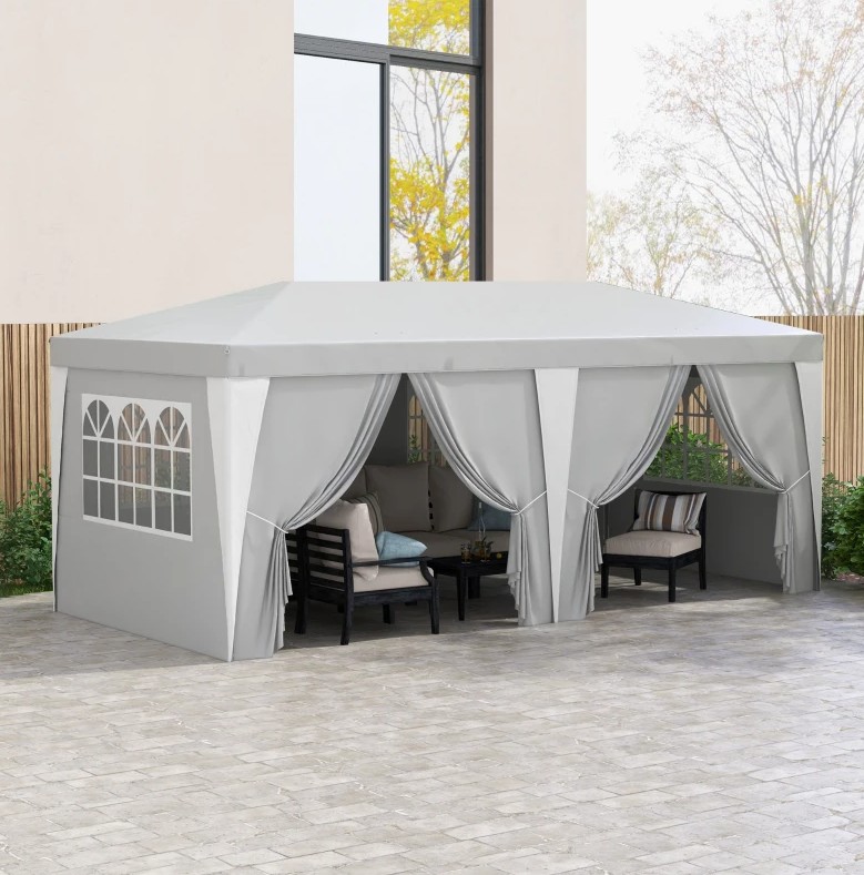 Outsunny 19 x 10 Foot Pop Up Canopy with Removable Sidewalls