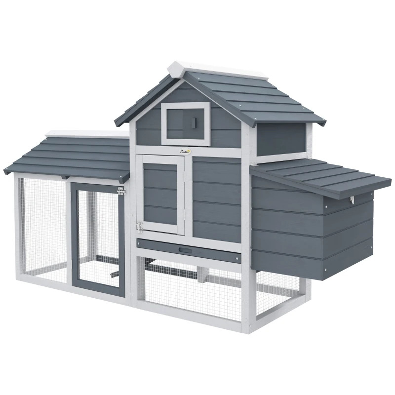 PawHut 59 Inch Wooden Double Door Chicken Coop