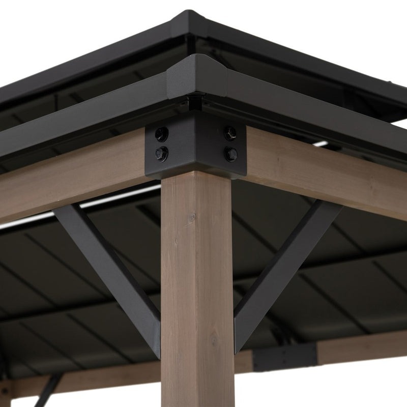 Sunjoy 8 x 12 Foot Churchill Cedar Frame Grill Gazebo with AC Power Port