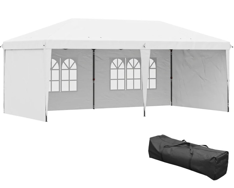 Outsunny 10 x 20 Foot Pop Up Canopy Tent with 4 Sidewalls