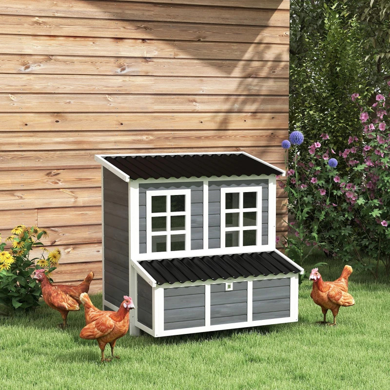 PawHut 40 Inch Wooden Chicken Coop with Nesting Box and Pull-Out Tray