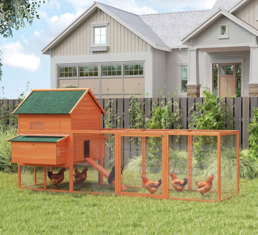 PawHut 137 Inch D51-099V02 Wooden Chicken Coop with Nesting Box