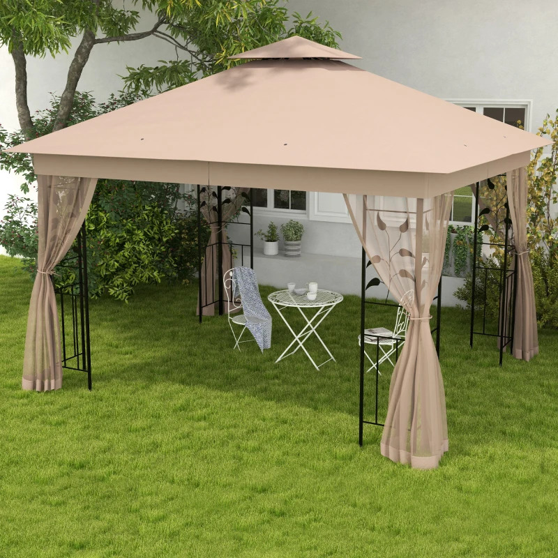 Outsunny 10 x 11 1/2 Foot Metal Tree Motif Patio Gazebo